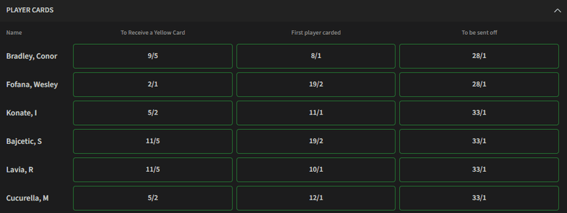 Player Booking Betting