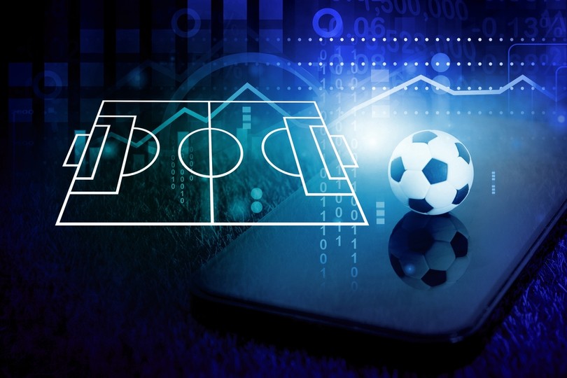 Football and Smartphone with Blue Data