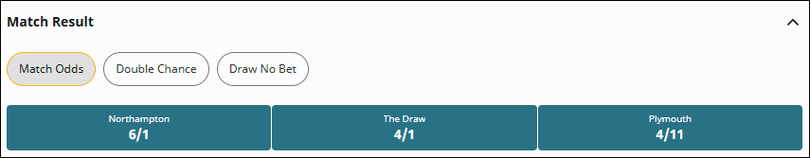 Northampton v Plymouth Match Betting